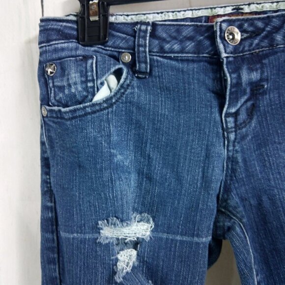 Zana Di Distressed Destroyed Skinny Blue Jeans - Picture 2 of 8